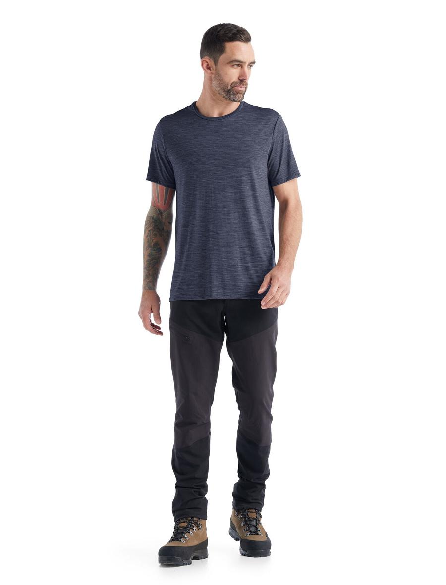 Men's Icebreaker Merino Sphere II Short Sleeve T Shirts Midnight Heather | CA 1794VRWD